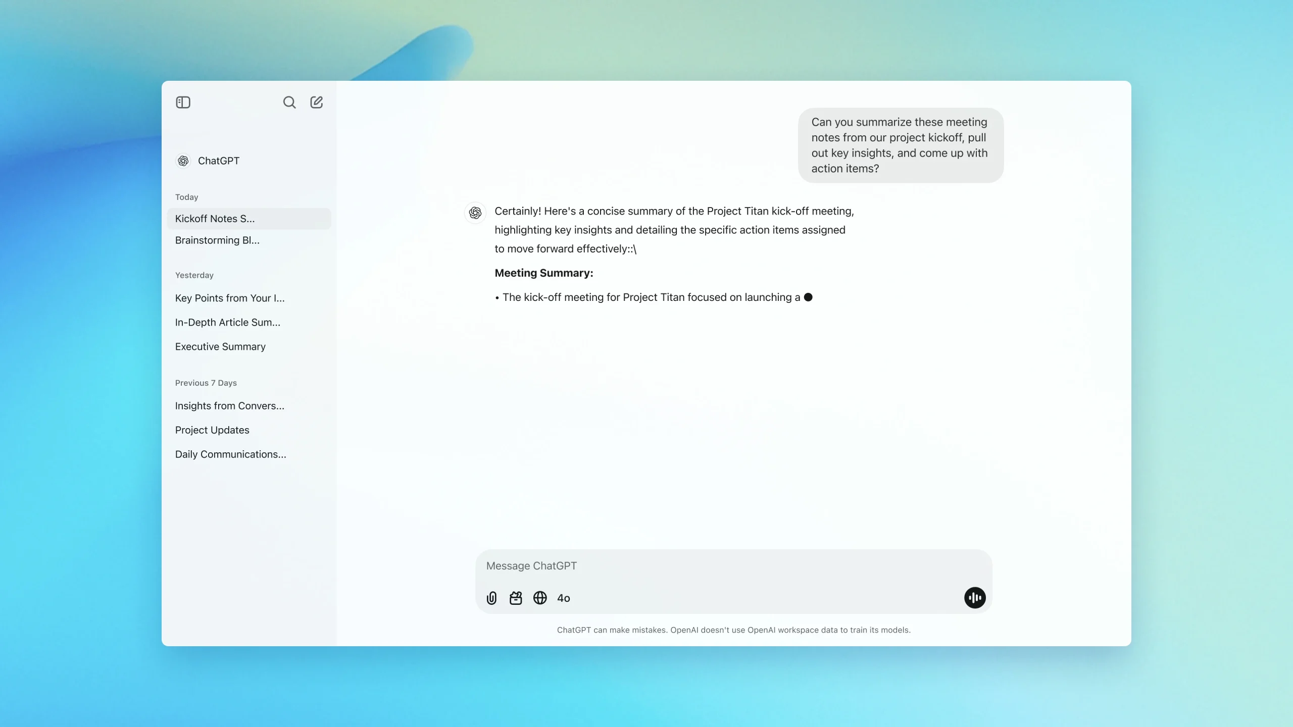 chatgpt home screen
